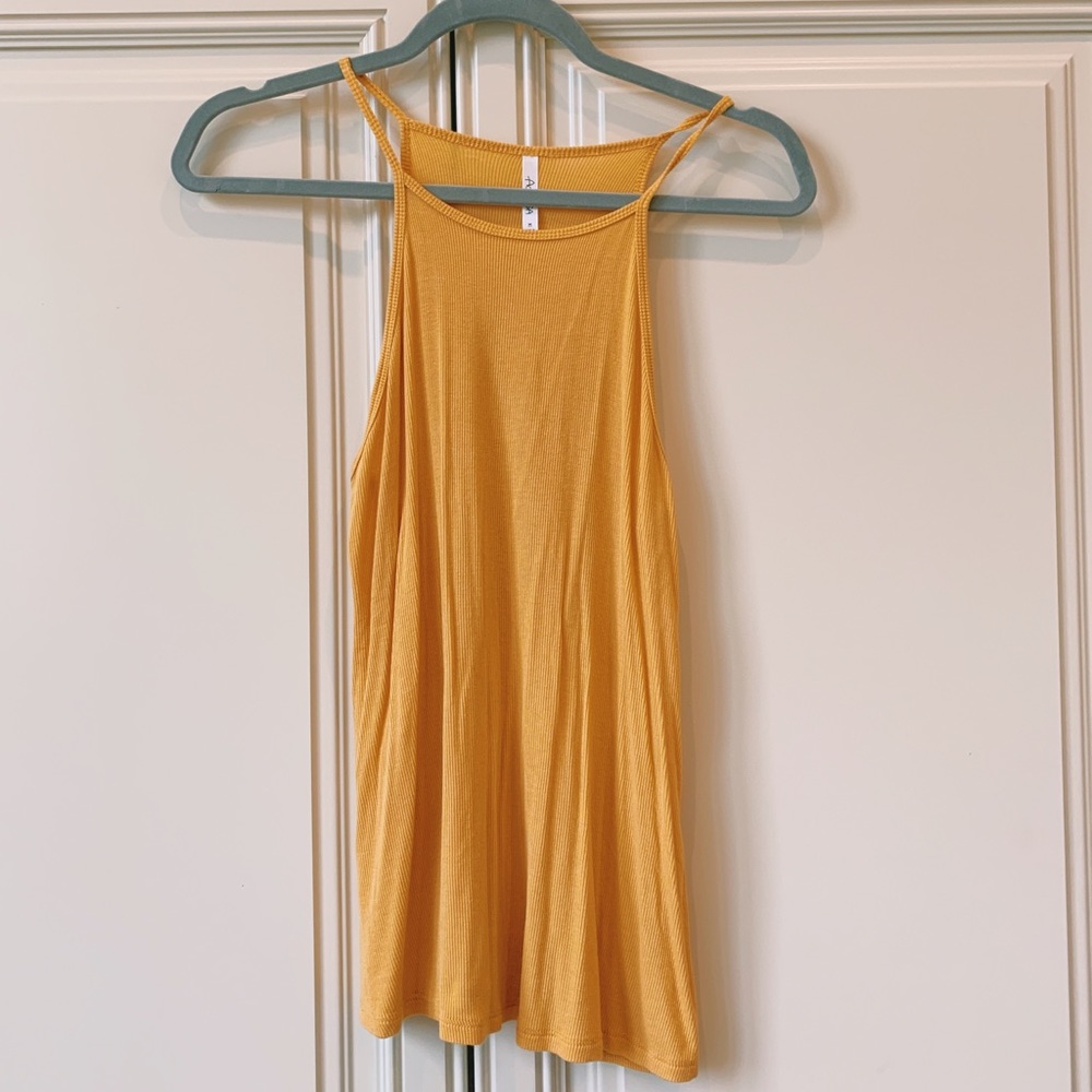 Flowy high neck yellow tank top